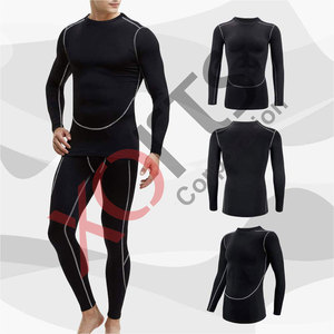 Ensemble de vêtements de sport pour hommes et femmes, vêtements de compression pour la course à pied, le yoga et la remise en forme, 100% nylon, chemises et hauts amples, noir - Product Image 5