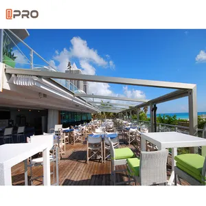 Outdoor 3.5M Aluminum Gazebo Waterproof For Retractable Awning Retractable Roof Sunshade Pergola Resistant Hotel Swimming Pool
