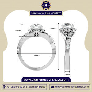 Rikhava Diamonds 10K oro blanco elegante anillo solitario Original pureza Metal con impresionante Joyería de diamantes - Product Image 2