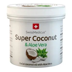 SwissMedicusスーパーココナッツ & アロエベラ、フィリピンココナッツオイル、ナチュラルスキンフェイスヘアハイドレーション、スイス品質、ビーガン、150ml