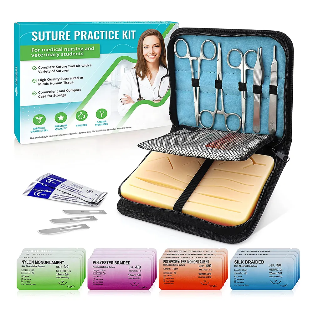 Chirurgische Dressing Pincet Kits Studenten Praktijk Kits Met Scalpel Handvat Weefsel Pincet Iris Schaar Adson Naald Houders