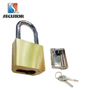 Euro Profile Half Cylinder European Solid Brass Top Security Rekeyable Padlock Heavy Duty Pad <strong>Lock</strong>