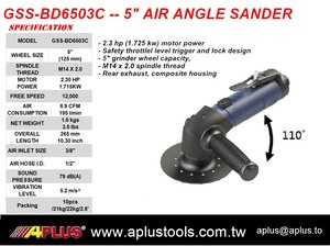 GSS-BD6503C,เครื่องขัดมุมอากาศที่อยู่อาศัยคอมโพสิต,แผ่น5 ",12,000รอบต่อนาที2.3HP,ไอเสียด้านหลัง - Product Image 2