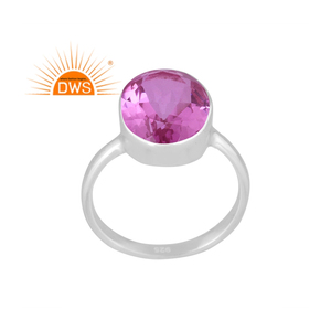 925 Fine Sterling silver natural Doublet Kunzite <b>Quartz</b> gemstone stackable <b>ring</b> jewelry manufacturer - Product Image 1