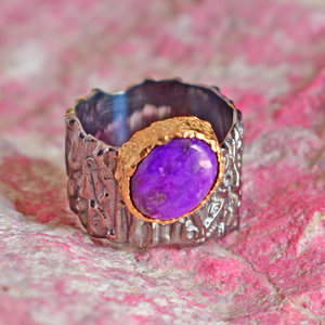 Vente en gros : Meilleures ventes – Bagues en argent sterling 925 massif de haute qualité avec pierre précieuse naturelle Sugilite de forme ovale, plaquées rhodium, troisième qualité - Product Image 4