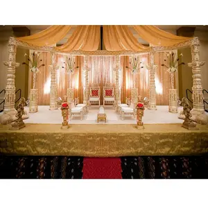 Mandap de casamento aberto indiano, mandap, palco, casamento, estilo aberto, mandap, meia lua, decoração de palco