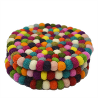 Dessous de verre multicolore 15 cm en feutre de laine douce naturelle Durable Classic Eco-Friendly Table Top Decoration Mat/Pad Kitchen Dining