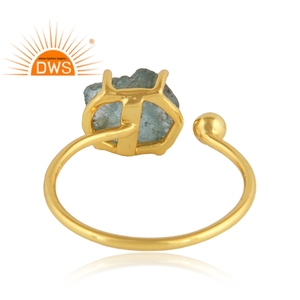 Rough Designer Apatite Gemstone <b>Ring</b> Jewelry <b>925</b> Sterling <b>Silver</b> 18k Gold Plated Stackable <b>Ring</b> Manufacturer - Product Image 3