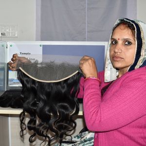 100เทปผมดิบจากอินเดียเส้นผมมนุษย์ทอสองชั้นอยู่ในแนวเดียวกัน - Product Image 4