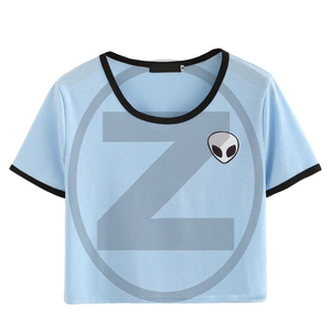 Camiseta corta con estampado de alien para mujer, remera de algodón de manga corta - Product Image 1