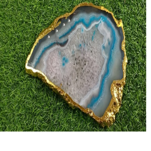 Platos y posavasos de ágata de piedras preciosas azules del océano naturales adecuados para tiendas de decoración del hogar - Product Image 4