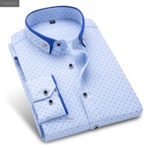 <span class=keywords><strong>Camicia</strong></span> da <span class=keywords><strong>Uomo</strong></span> Personalizzata Stile Inglese con Colletto Rialzato, 100% Cotone Satinato, Anti-Pilling, Ecologica, Maniche Lunghe - Product Image 2