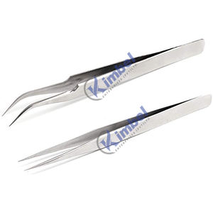 Pince à épiler d'extension de cils droite incurvée sur mesure de haute qualité en acier inoxydable avec pointe pointue en finition or et arc-en-ciel - Product Image 3