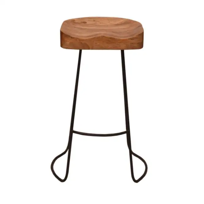 Tabouret de cuisine VINTAGE en bois, siège en bois, manga, avec jambe en métal, tracteur