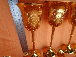 Classic Handmade Brass Wine Goblet Engraved Chalice 200ml Custom Logo Business Gift Wedding Decor Barware - Product Image 2