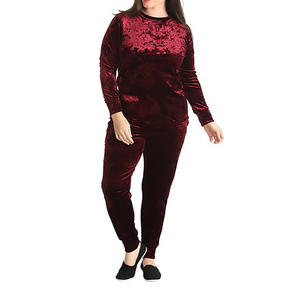 Multi Color <b>Patterned</b> Fitness Winter Warm <b>Women</b> Round Neck Top and Skin <b>Tight</b> Bottom Velvet Tracksuit Wholesale - Product Image 3