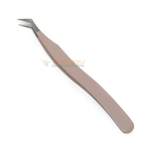 45 degrés L Botte Bébé Rose Enduit de Poudre Volume Extension De Cils Pince À Épiler avec Simple Poignée 12cm Poignée & 12mm Taille de la Pointe - Product Image 1