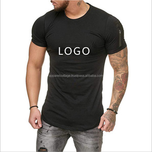 Haute qualité 2024 blanc bras zip blanc longue ligne promotionnel votre propre logo 100% coton imprimé à manches courtes t-shirt broderie - Product Image 4