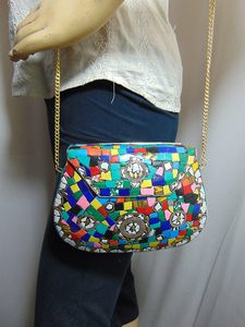 Lowellcraft Multi Color <b>Metal</b> Mosaic Flap Clutch <b>Wallet</b> Purse - Product Image 4