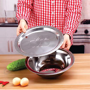 Saladier en acier inoxydable bol de mélange en acier inoxydable avec couvercle vente en gros bol de mélange avec couvercle service - Product Image 1