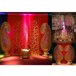 Toile de fond de mariage moderne en métal, décoration murale à bougies pour scène indienne, décorations de fond de mariage moderne - Product Image 1