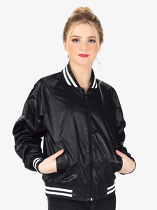 Chaqueta Deportiva Universitaria Personalizada al por Mayor para Mujer, Chaqueta Bomber de Satén de Seda de Alta Calidad con Relleno de Algodón para Exteriores - Product Image 5