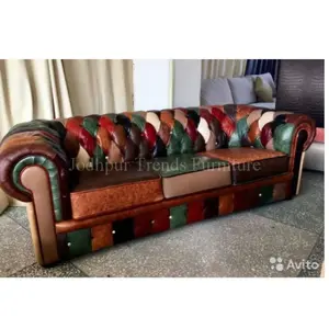Sofa Mewah Ruang Tamu Chesterfield Gaya Antik Perancis Desain Trendi Tampilan Berkelas Bagus Kualitas Terbaik