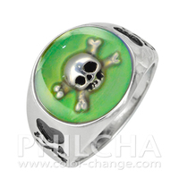 Anillo de Aleación de Zinc con Diseño de Calavera que Cambia de Color, Modelo MB350 de Philcha, Unisex, para Fiestas y Regalos, Talla 6-9
