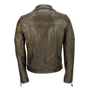 Chaqueta de motorista de piel de vaca Vintage hecha a mano personalizada para hombre, cuello alto, botón de cremallera completa, temporada de invierno, bolsillo frontal con letras - Product Image 5