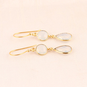 คอลเลกชันเครื่องประดับแฟชั่นที่ดี Opalite Hook ต่างหู Bezel ที่ตั้งเพชรพลอยเหลี่ยมวางห้อยสำหรับผู้หญิง - Product Image 6