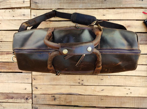 กระเป๋าคลาสสิกทนทานสำหรับทุกเพศ, กระเป๋าหนังมีซิปสำหรับใส่ได้ทั้งชายและหญิงสีน้ำตาลสุดหรูวันหยุดสุดสัปดาห์ - Product Image 2