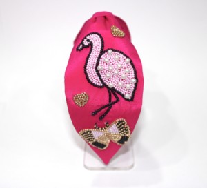 Modern Unique Flamingo Love Hand Embroidered Beachy Hair Accessories for Girls and Women with One Size Fit - Product Image 3