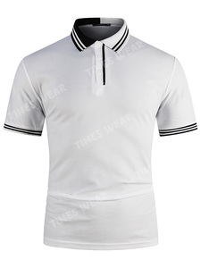 Polo de verano para hombre de alta calidad 100% algodón antiarrugas patrón sólido Jersey tela Color bloque Patchwork cuello Polo - Product Image 2