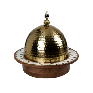 Servidor de tuercas de madera de Calidad exclusiva con trabajo de fregona y tuercas con tapa dorada de acero Tazón para servir a un precio competitivo - Product Image 2