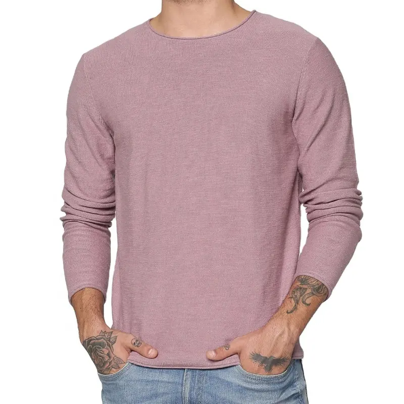 Custom Logo Long Sleeve O Neck T-shirt Wholesale Men Summer Casual T Shirt Blank Plain 100% Cotton Full Sleeve T Shirts For Men