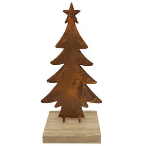 Árbol de Navidad de hierro y madera, elegante, Color marrón oxidado con Base Rectangular personalizada, venta al por mayor - Product Image 1