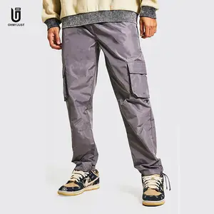 Calças cargo masculinas, calça vintage de náilon solta, esportiva, corta-vento, à prova d' água, para golfe, trabalho, corridas