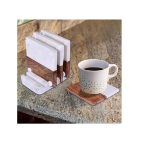 Sous-verre en pierre en bois de marbre Ensemble de sous-verre pour la fête pour boire de l'eau utiliser sous-verre pour tapis et tampons - Product Image 2