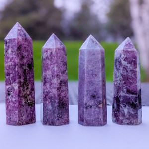 Top Selling High Quality Lepidolite Polished <b>Point</b> Tower Obelisk Carved Gemstone Love <b>Light</b> Dark Purple Portable Home Decoration - Product Image 1