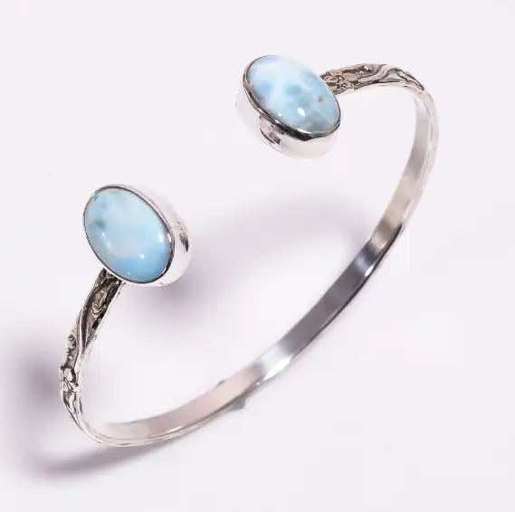 Bracelet en pierre précieuse Larimar naturelle, bijoux en argent Sterling 925, haute qualité, fait à la main, prix vente en gros