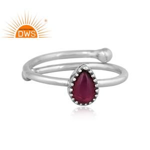 แหวนเงินแท้ประดับพลอยโกเมนธรรมชาติแบบซ้อนได้สำหรับผู้หญิง รุ่นยอดนิยมปี 2026 จากผู้ผลิตเครื่องประดับ - Product Image 2