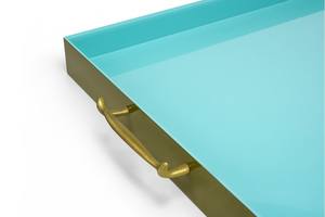 Ensemble de plateaux ovales artisanaux en laque pour thé avec poignée Plateaux de service en bois pour la maison pour le service des aliments - Product Image 3