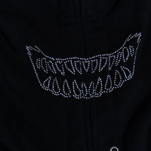 100% Cotton Unisex Winter Gym Hoodie Rhinestone Decorated Plain Zip up Solid Pattern Custom Pure Color Hooded Coat - Product Image 4