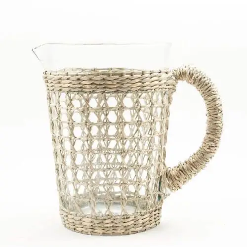 Handmade seagrass glass coffee mug insert