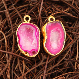 Pendentif en or mat pour fabrication de bijoux, 30 pièces, usine, vente directe, rose, géode, druse, connecteur, fabrication de bijoux, bricolage - Product Image 1