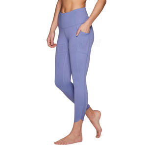 100% coton coton fibre de bambou femmes Logo personnalisé taille haute Sport Leggings long serré tricoté Spandex entraînement - Product Image 4