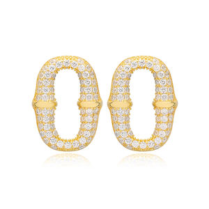 Pendientes de piedra transparente geométrica a la moda, joyería de plata de ley 925 hecha a mano turca - Product Image 1