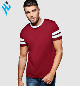 Camiseta deportiva de manga corta para hombre, camisa con estampado personalizado, transpirable, 100% de algodón pesado, color marrón, con Panel de contraste - Product Image 1