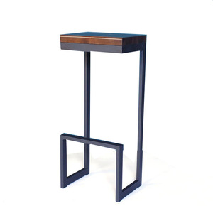 Mobilier moderne Bon marché Plateau carré en bois massif et tabouret de bar à base en fer, tabouret de bar pour comptoir de cuisine - Product Image 2