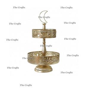 Metal Gold Color Serving Tray With Two Tiers Customized Size And Shape <b>Chocolate</b> Tray For Eid Special Use - Product Image 4